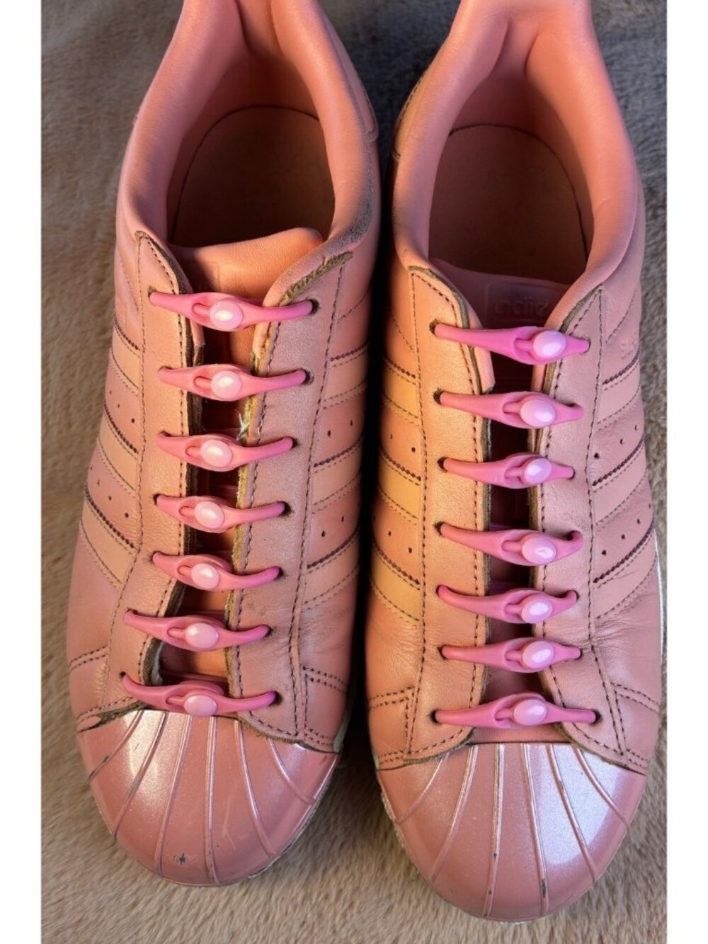 Woman's size 8 1/2 rose pink leather Metal Toe Tactile BY9750 Adidas Superstar 8